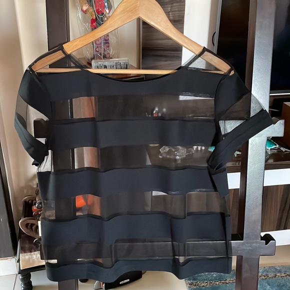 Reebok women Black D layer set-striped semi sheer boxy studio top - Picture 9 of 11